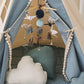 Kinder Spielzelt- & Matten-Set (Tipi-Zelt) Jeans Pompons | Moi Mili