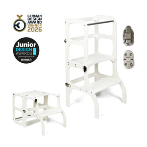 Ette Tete STEP'n'SIT® Lernturm & Tisch Weiß – 2in1 Lernturm für Kinder