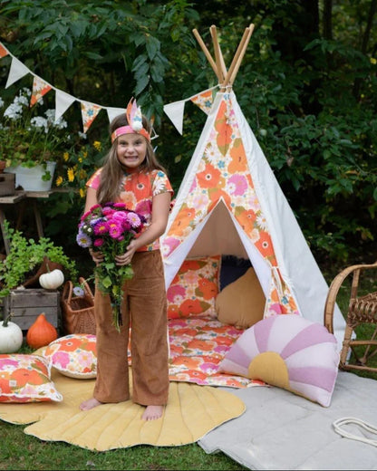 Kinder Spielzelt- & Matten-Set (Tipi-Zelt) Picknick Blumen | Moi Mili