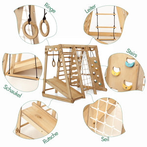 Montessori 6in1 Indoor Spielplatz – Klettergerüst mit Schaukel & Rutsche | Goodevas