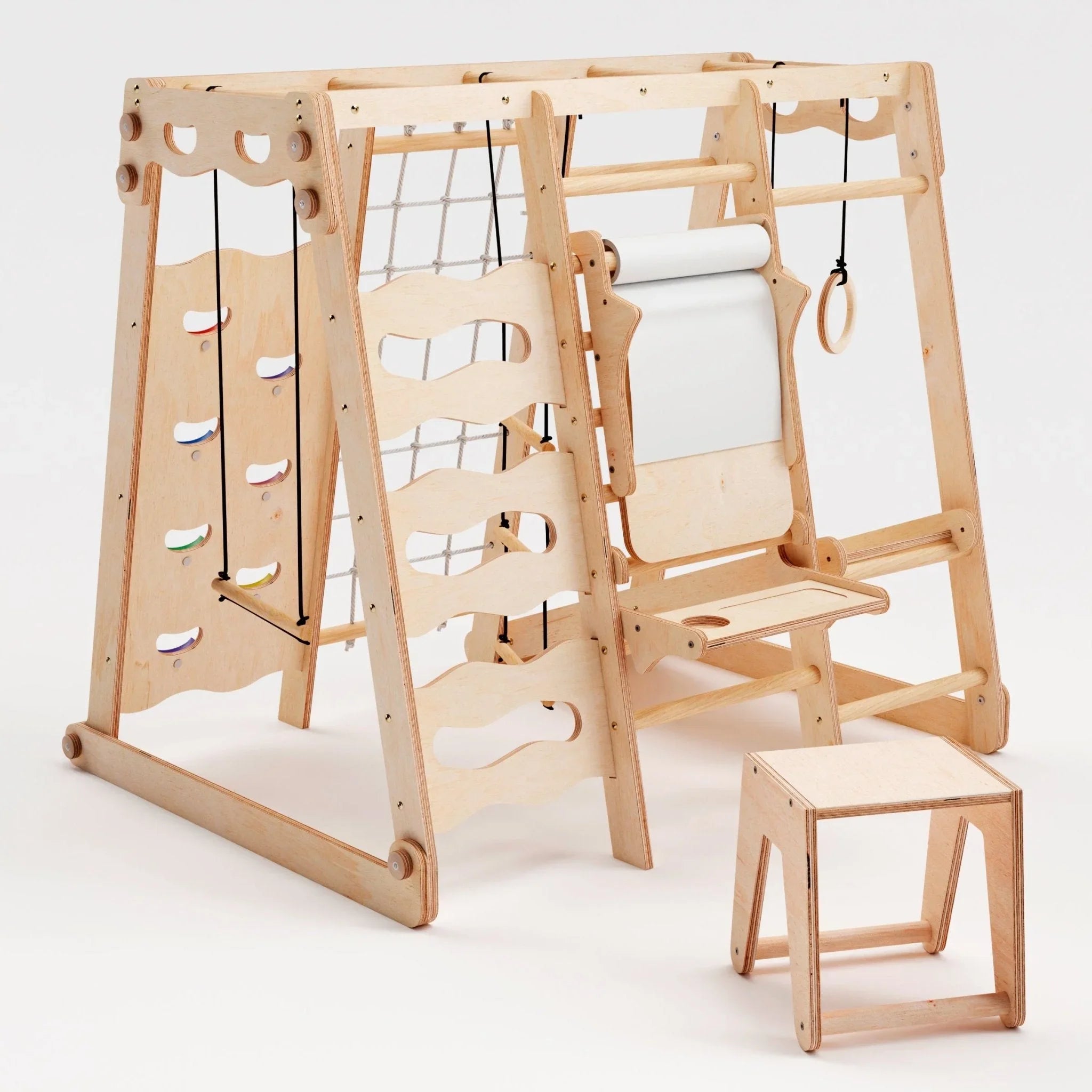 Goodevas 3in1 Schaukelset mit Ringen und Strickleiter für Kinder