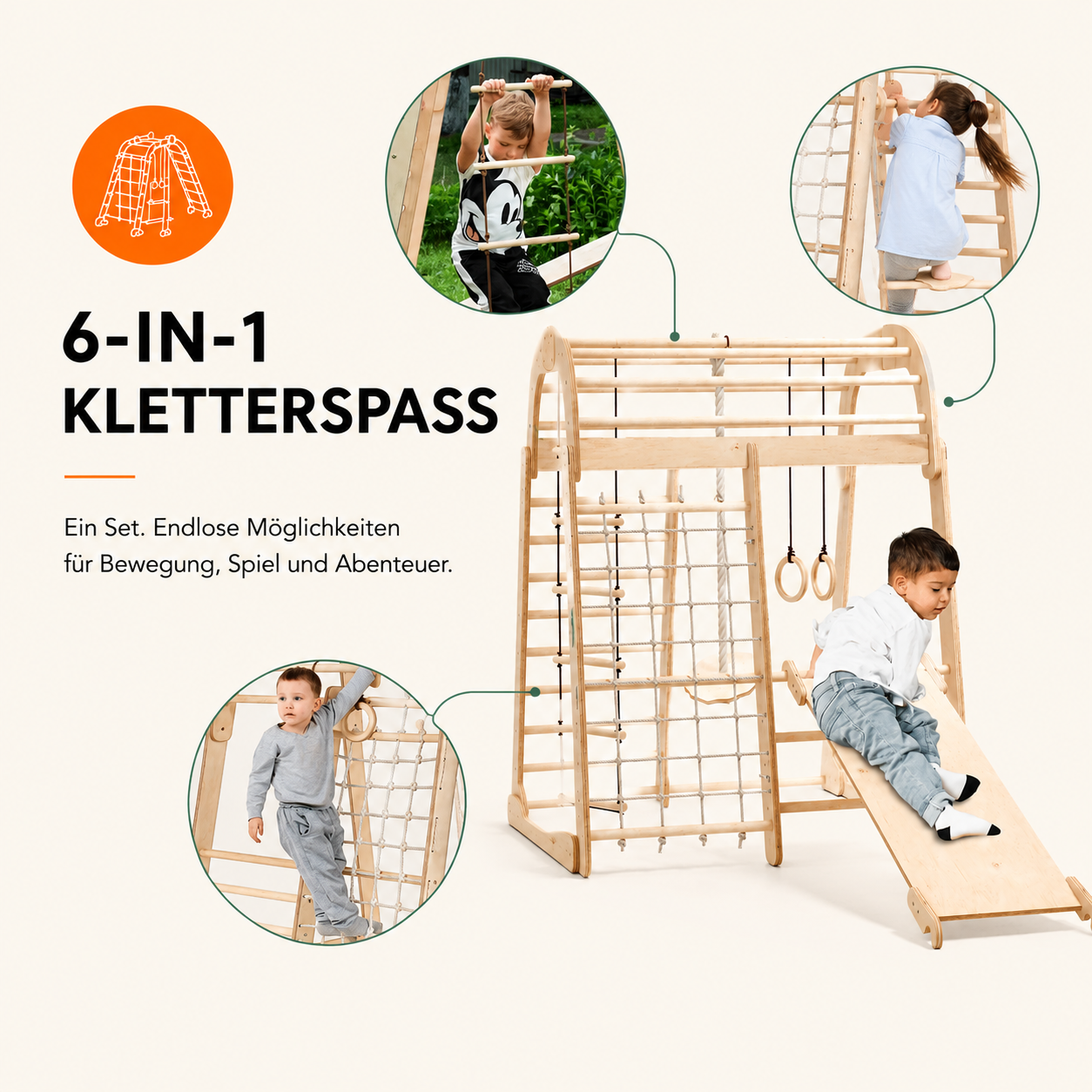 6in1-indoor-spielplatz-fur-kinder-klettergerust-mit-kletternetz-rutsche-gymnastikringe-hangende-leiter-und-disc-schaukel-beigegoodevas