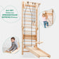 Montessori 6in1 Kletterwand Indoor – Sprossenwand mit Schaukel & Rutsche | Goodevas