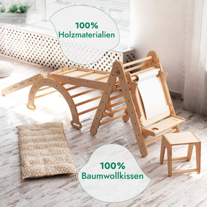 7in1 Montessori Klettergerüst Set – Dreieck, Bogen, Rutsche & Maltafel | Goodevas