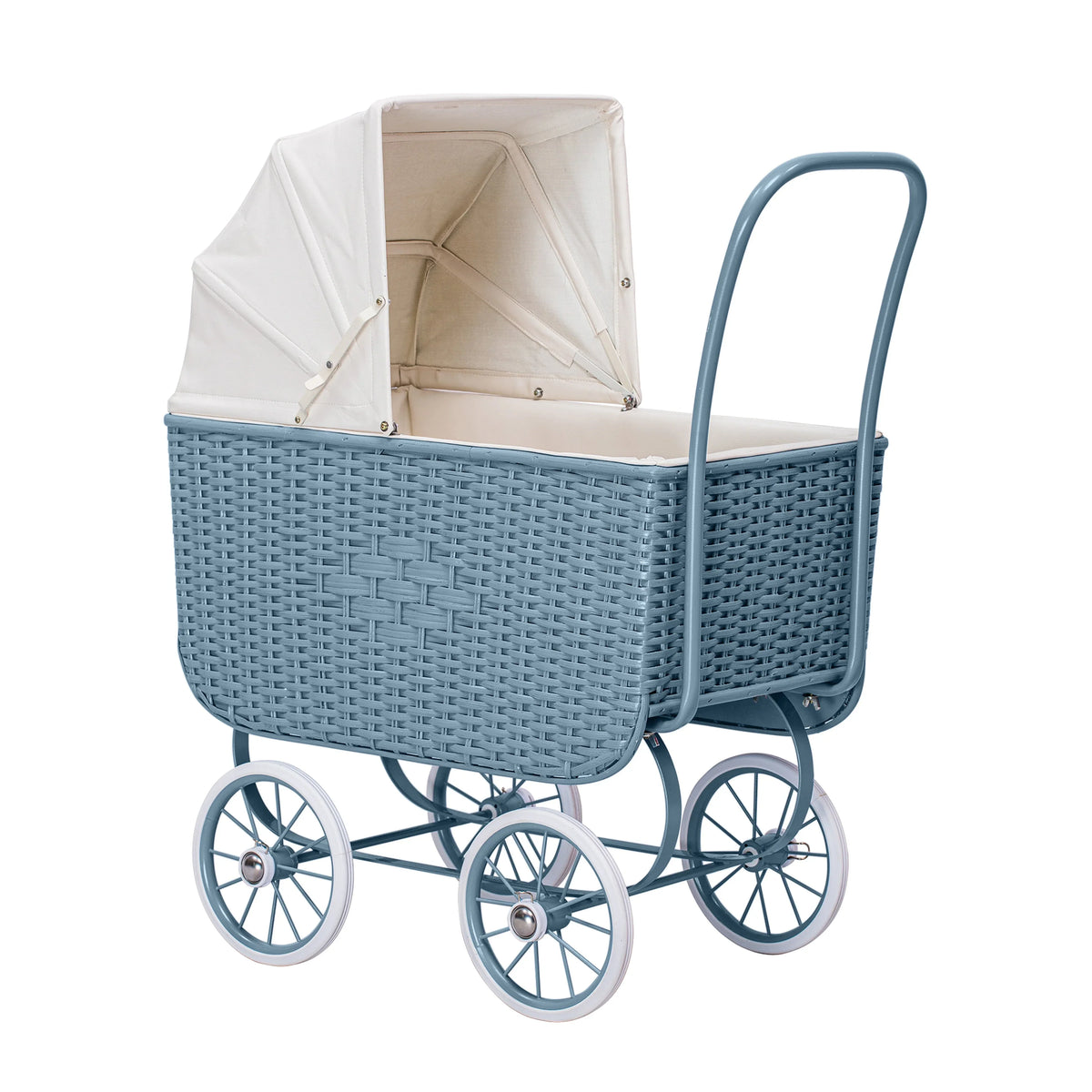 Puppenwagen Retro Rattan blau – Puppenwagen für Kinder | by ASTRUP