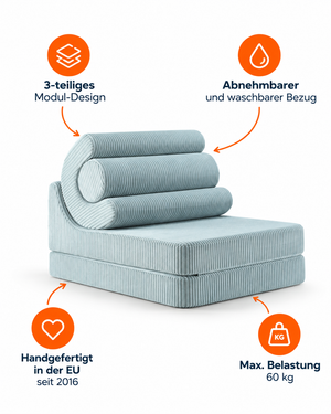 Kindersessel Flipster 2in1 Sessel & Bett aus Teddystoff | Wigiwama