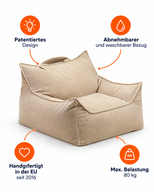 Sitzsack für Kinder aus Premium Teddystoff | Wigiwama