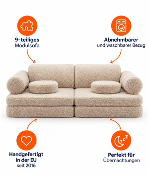Spielsofa SETTEE aus Premium Teddystoff | Wigiwama