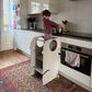 VERSO 2in1 Lernturm Beige – Lernturm & Kinderhocker für Küche | Fitwood