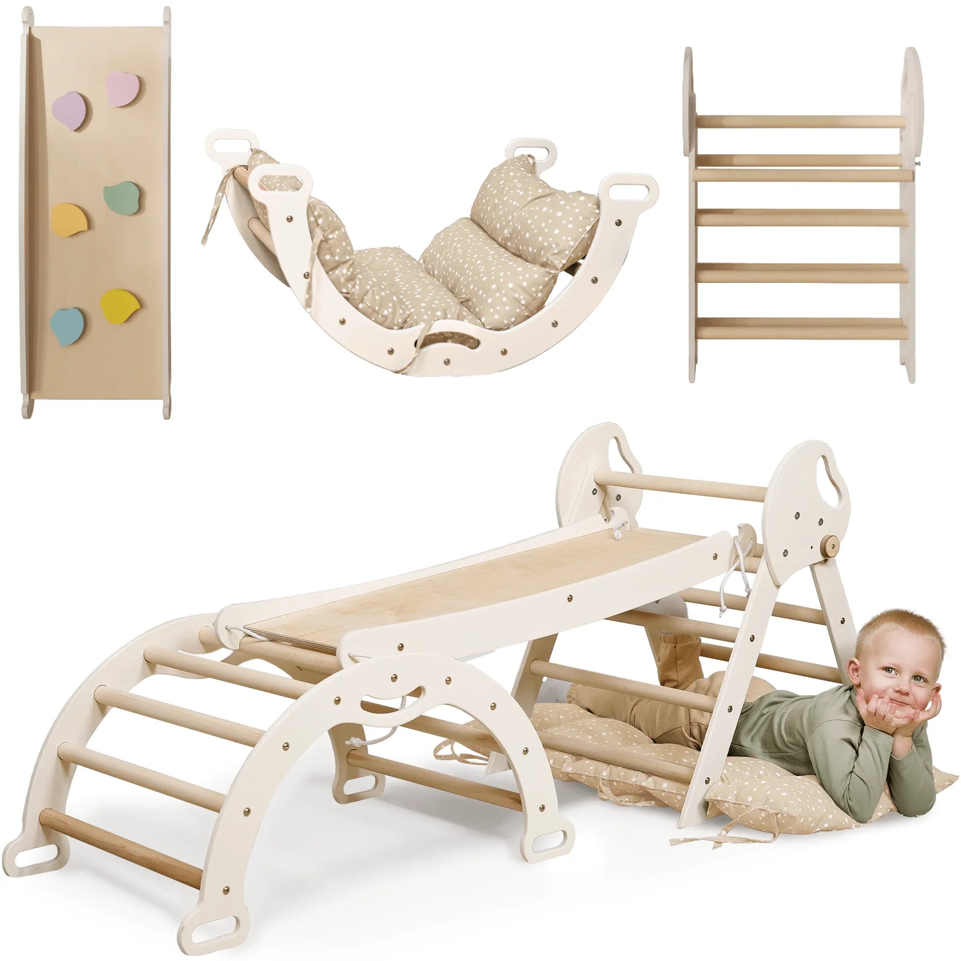 Montessori 4in1 Kletterdreieck Baby Set –  weiss