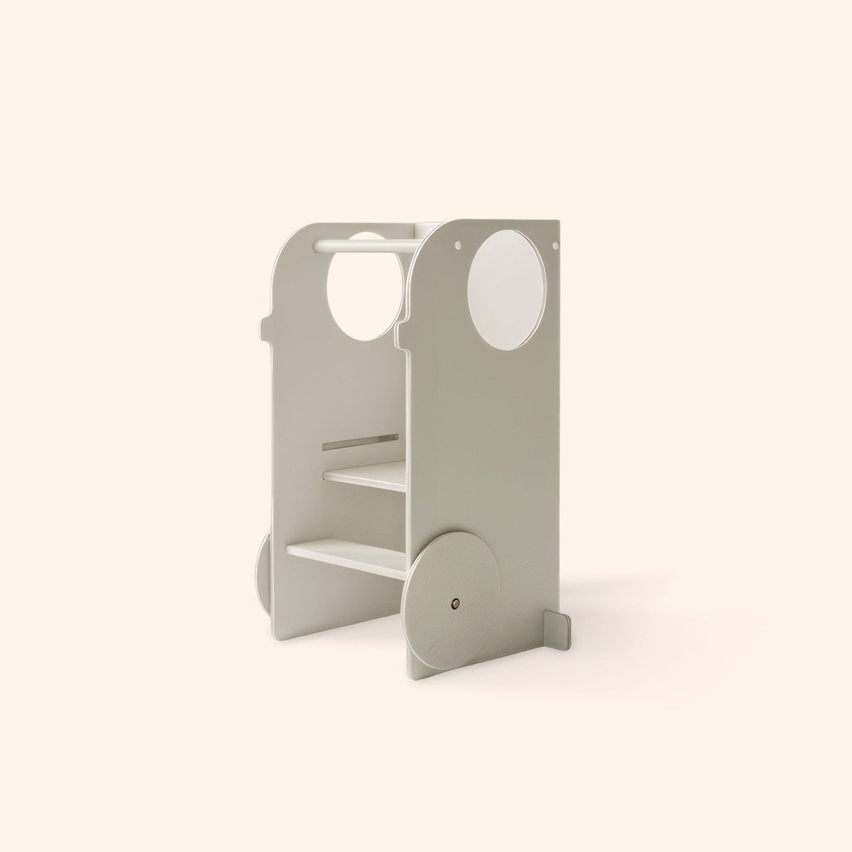 VERSO 2in1 Lernturm Beige – Lernturm & Kinderhocker für Küche | Fitwood