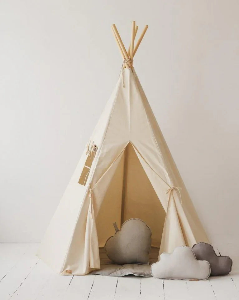 Kinder Spielzelt- & Matten-Set (Tipi-Zelt) Beige | Moi Mili