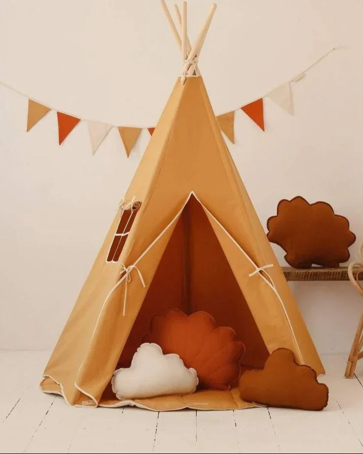 Kinder Spielzelt- & Matten-Set (Tipi-Zelt) Ocker | Moi Mili