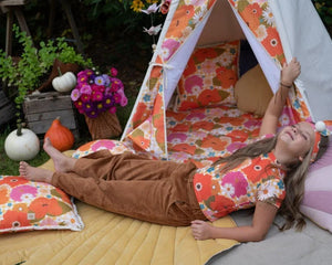 Kinder Spielzelt- & Matten-Set (Tipi-Zelt) Picknick Blumen | Moi Mili