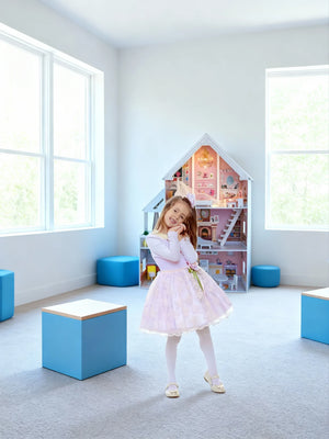 Gerardo’s Toys Puppenhaus Liselle XXL – Holz Puppenhaus mit LED Licht