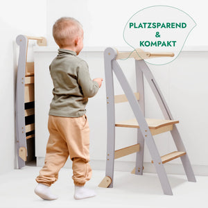 Lernleiter Montessori Grau – Kinderhocker & Kletterhilfe | Goodevas