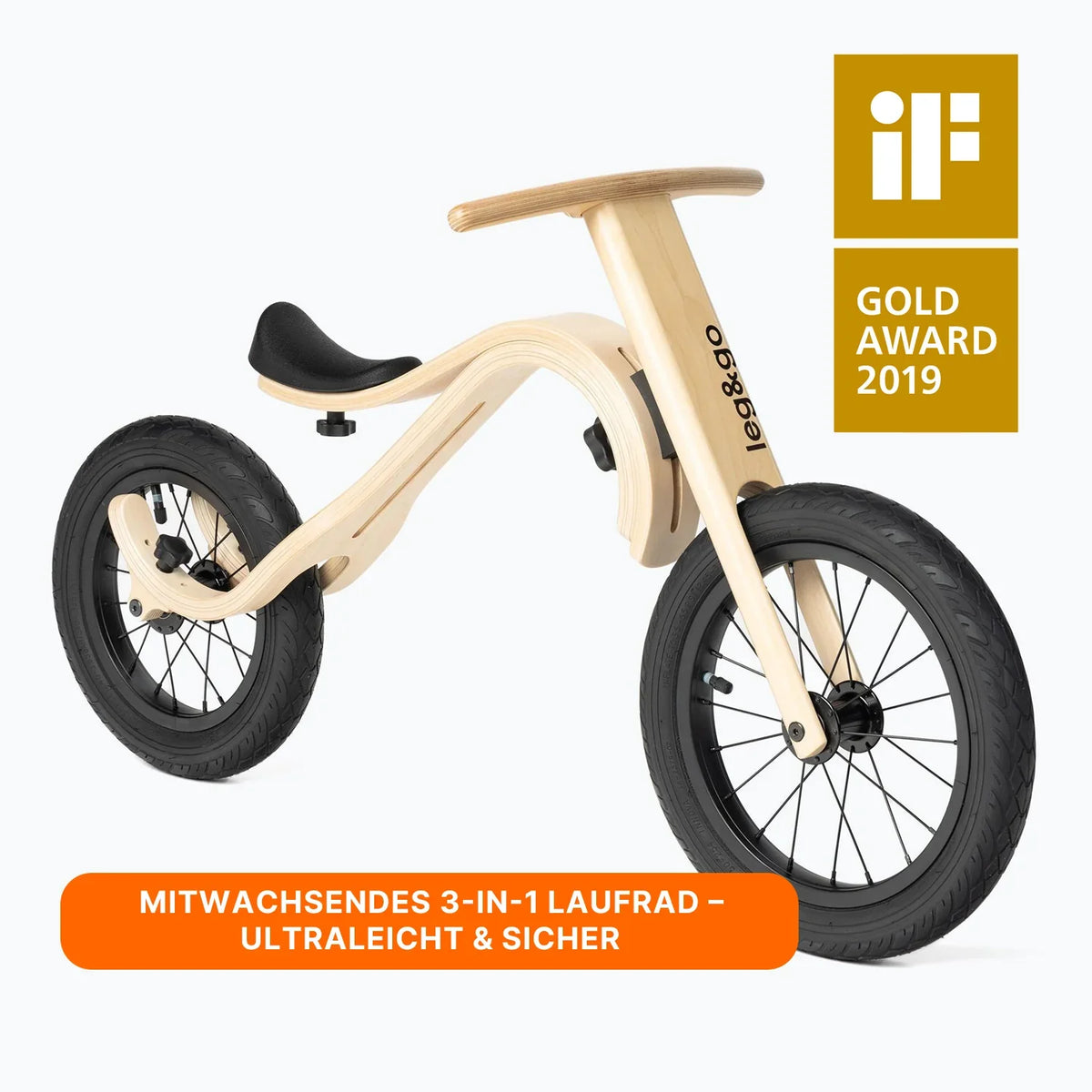 Laufrad 3-in-1 – Mitwachsendes Kinderfahrrad aus Holz | leg&go