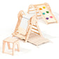 Montessori 4in1 Kletterdreieck Baby Set – Pikler-Dreieck mit Bogen, Rutsche & Kissen | Goodevas