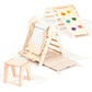 Montessori 4in1 Kletterdreieck Baby Set – Pikler-Dreieck mit Bogen, Rutsche & Kissen | Goodevas