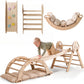 Montessori 4in1 Kletterdreieck Baby Set – Pikler-Dreieck mit Bogen, Rutsche & Kissen | Goodevas