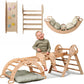 Montessori 4in1 Kletterdreieck Baby Set – Pikler-Dreieck mit Bogen, Rutsche & Kissen | Goodevas