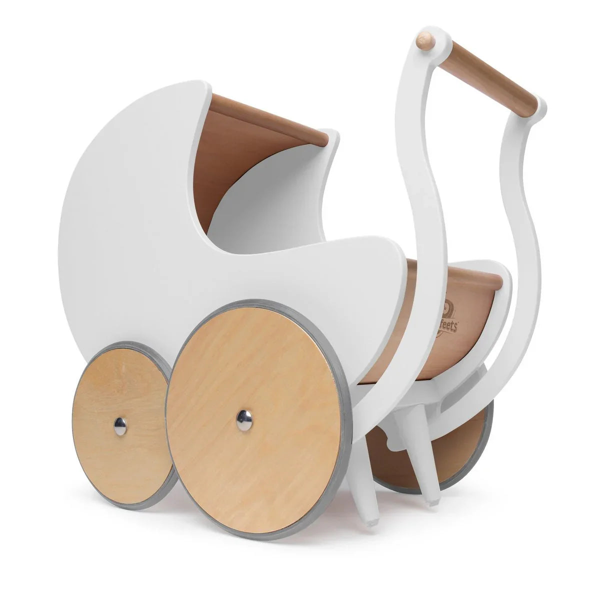 Kinderfeets Puppenwagen Weiß aus Holz