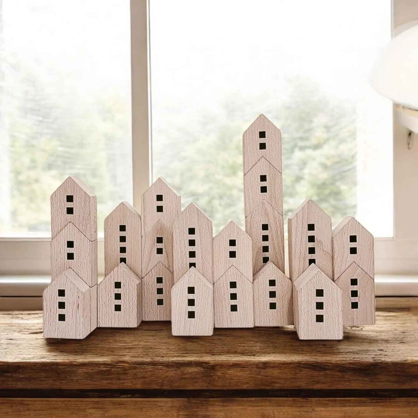 Montessori Stadtblöcke-Set aus Holz - verysuperb