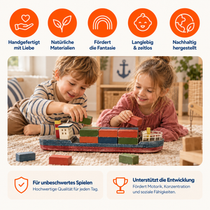 Holzspielzeug Stadt Set XXL – Bau- & Spielset für Kinder | Papoose Toys