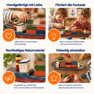 Holzboote Set – Holzspielzeug für Wasser & Spielwelt | Papoose Toys
