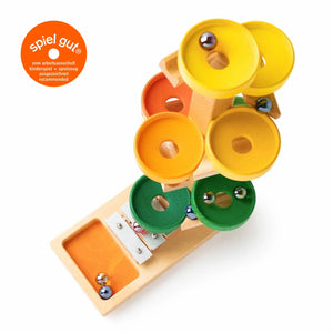 Tellerturm Murmelbahn mit Glockenspiel – Holz Kugelbahn für Kinder | Beck Holzspielzeug